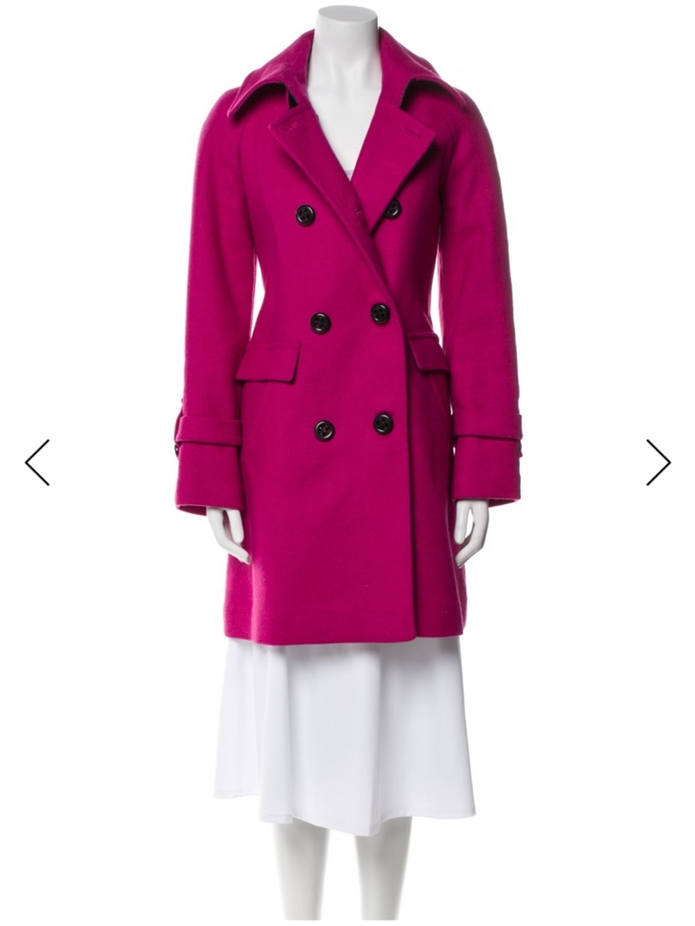 Trina Turk Fuchsia Double-Breasted Wool Pea Coat